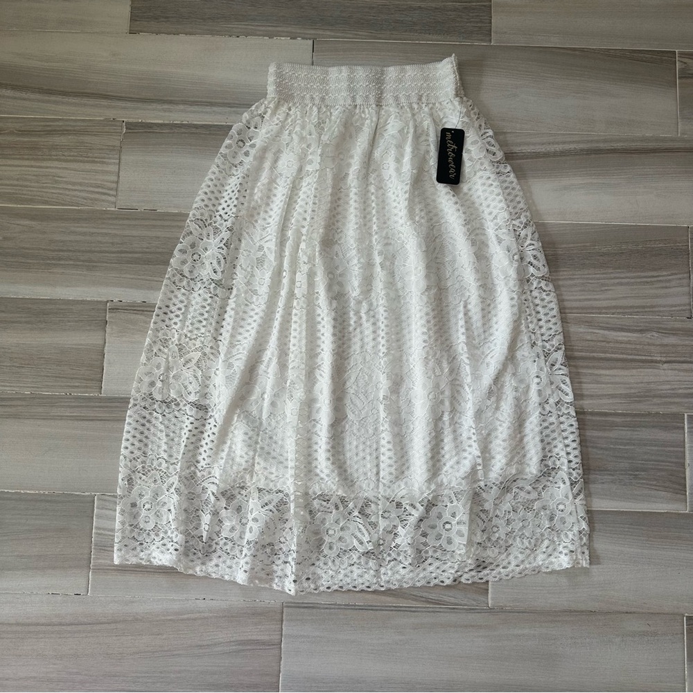 Boho White Lace Midi Skirt (NWT) - Picture 5 of 6